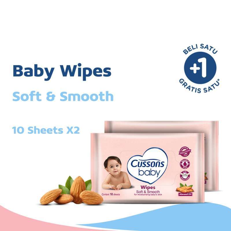 Promo Cussons Baby Wipes Soft & Smooth Tisu Basah [10 Sheet] Isi 2 Pcs