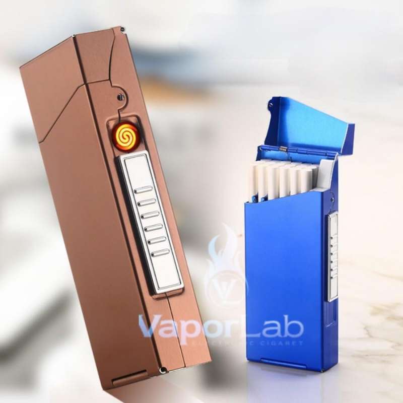 Jual Kotak Box Tempat Rokok Korek USB Elektrik Cigarette Case Lighter ...