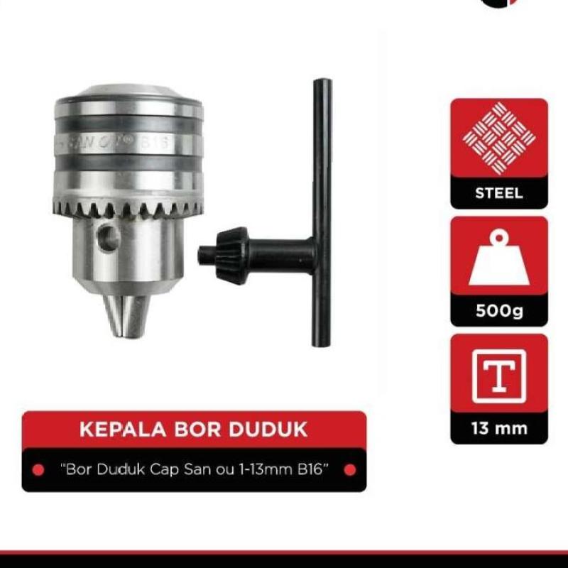 Jual Drill Chuck Kepala Bor 1.5 13mm B16 (SAN OU) di Seller CP
