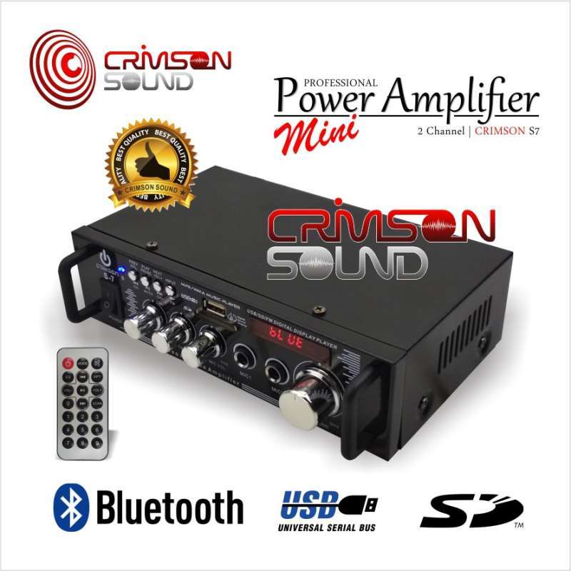 Jual POWER AMPLIFIER MINI AC/DC STEREO BLUETOOTH USB RADIO CRIMSON S7