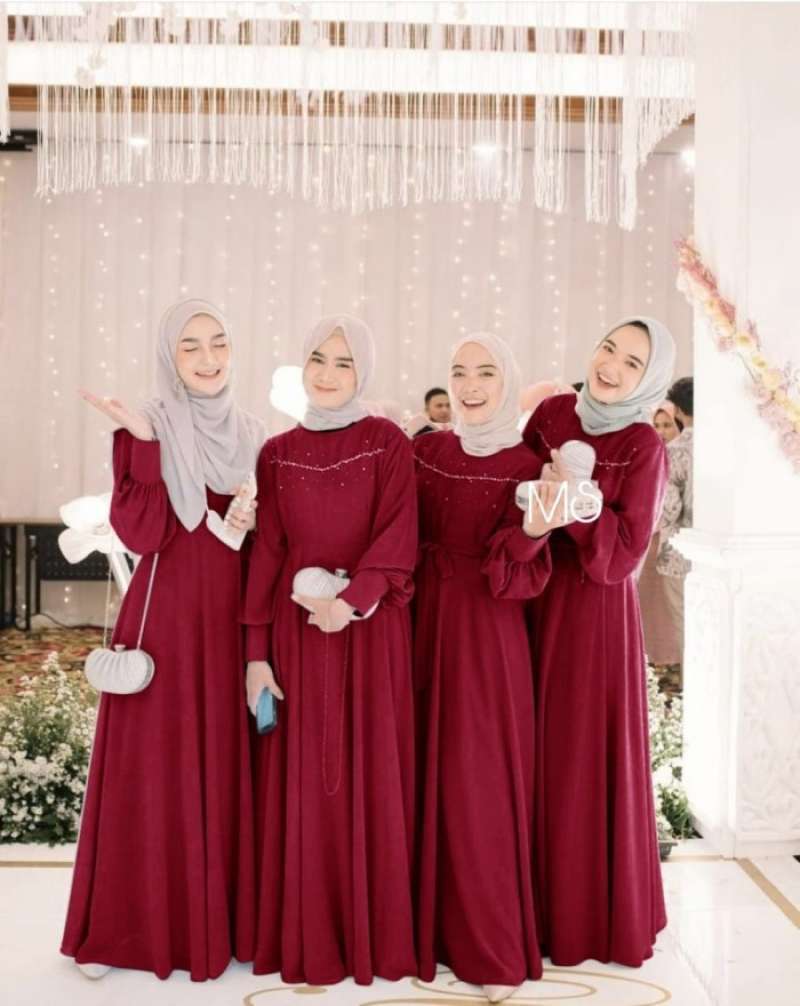 Jual Maxi Dress Wanita Baju Bridesmaid Nikahan Wedding Gamis Remaja