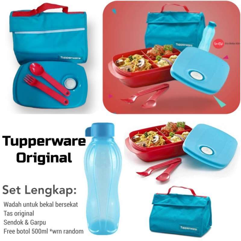 Promo Tupperware Set Crystalwave Bekal Lengkap Kotak Makan Tas Promo
