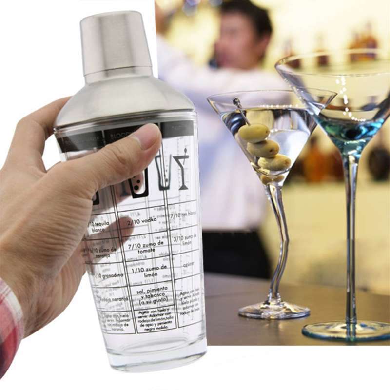 Jual Stainless Steel Glass Cocktail Scale Shaker Drink Milk Tea Mixer ...