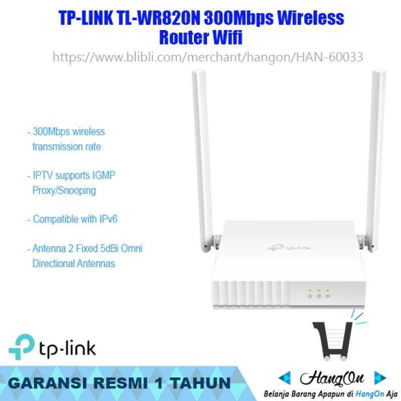 Promo TPLINK TLWR820N 300Mbps Wireless N Speed Router Tplink Diskon