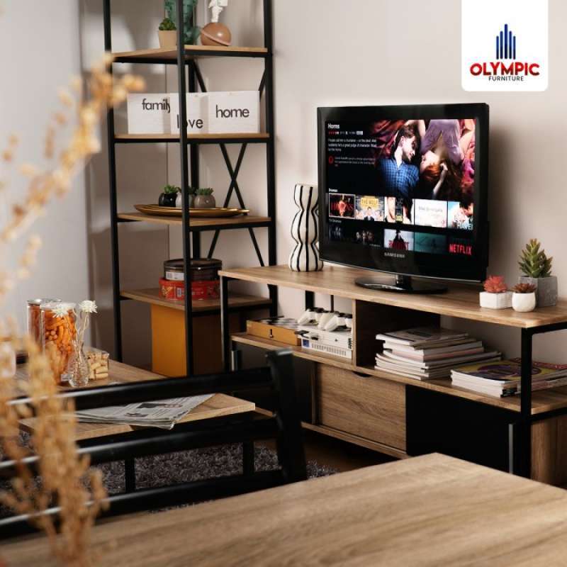 Jual Lemari tv rak tv meja tv besi murah seri AVR EIRA merk OLYMPIC di