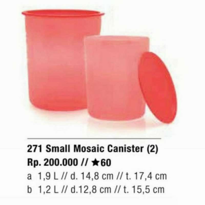 Jual Tupperware Small Mosaic Canister 1.2L Dan 1.9L Liter Toples [A07] di Seller Holystore99
