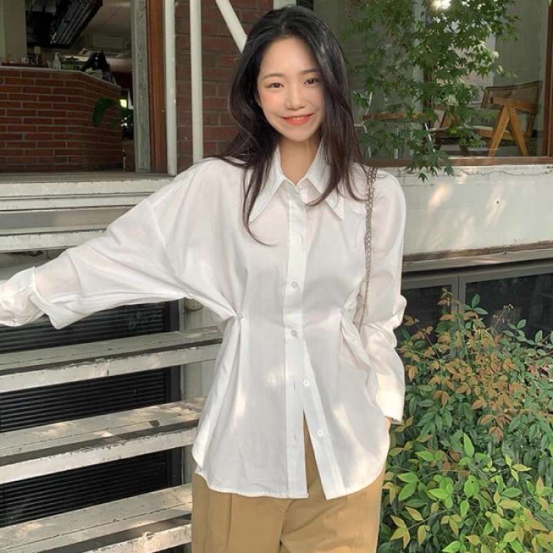 Jual Cleo White Blouse | Atasan Kemeja Putih Wanita No Tembus! di