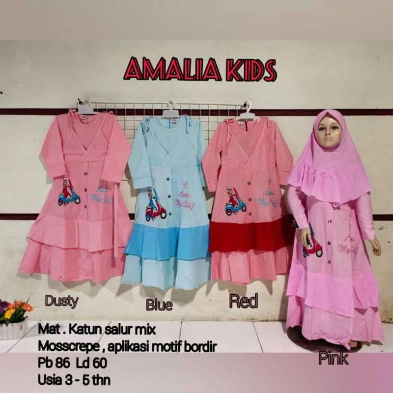 Jual Amalia Kids Baju Muslim Dress Anak Perempuan Usia 3 5 Tahun Di