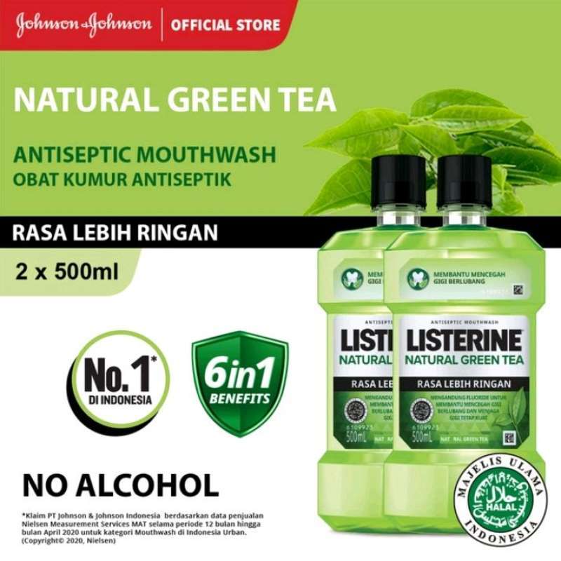 Jual Listerine Antiseptic Mouthwash Natural Green Tea Cegah Gigi