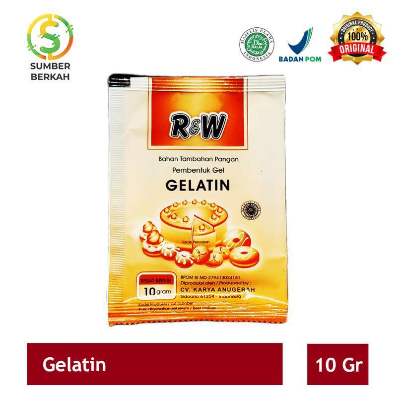 Jual Gelatin Bubuk Gelatin Powder Halal Rajawali R&W 10 gr Pembentuk