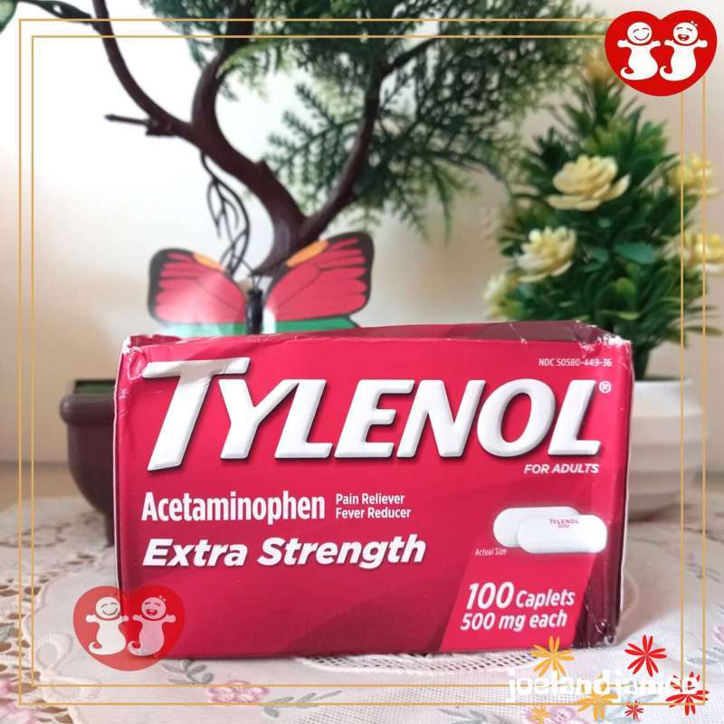Jual Tylenol Extra Strength 500mg Acetaminophen, Pain Reliever & Fever Reduce 100 Caplets di