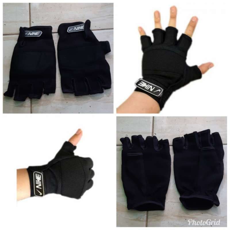 Jual SARUNG TANGAN MOTOR CEWEK COWOK SETENGAH JARI KAIN NIKE HALF di
