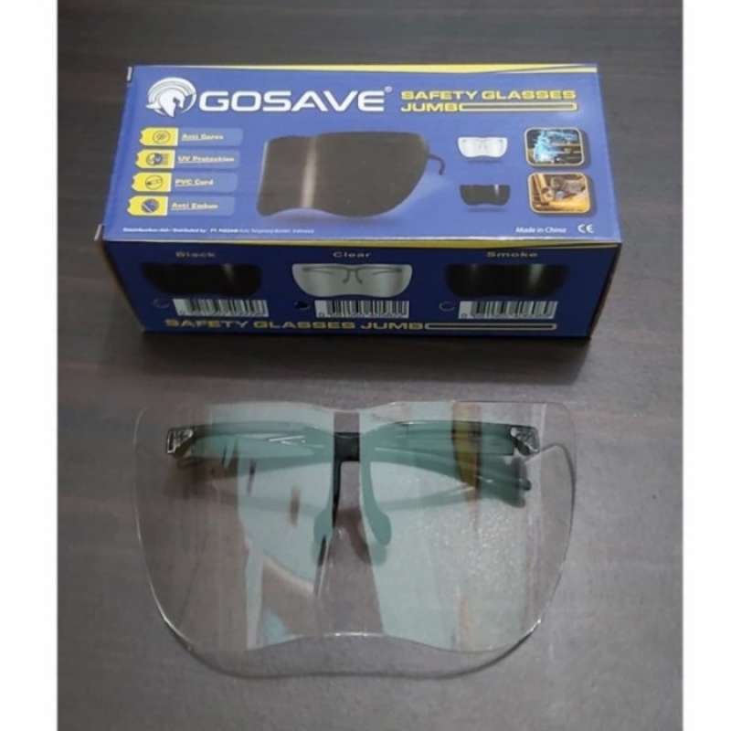 Jual gosave kacamata jumbo safety bening safety glasses face shield