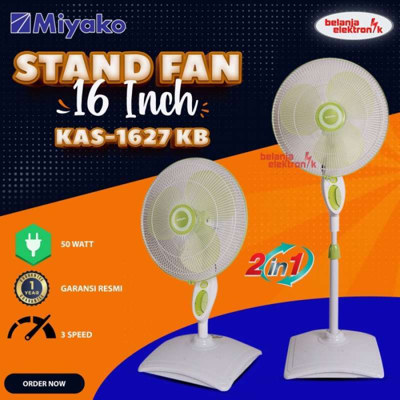 Jual KIPAS ANGIN BERDIRI STAND FAN 16 INCH MIYAKO KAS 1627 KB 2 IN 1 di