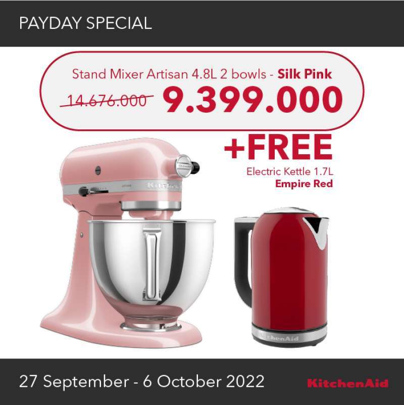 Jual KitchenAid Stand Mixer Artisan 4.8 L Silk Pink FREE Kettle