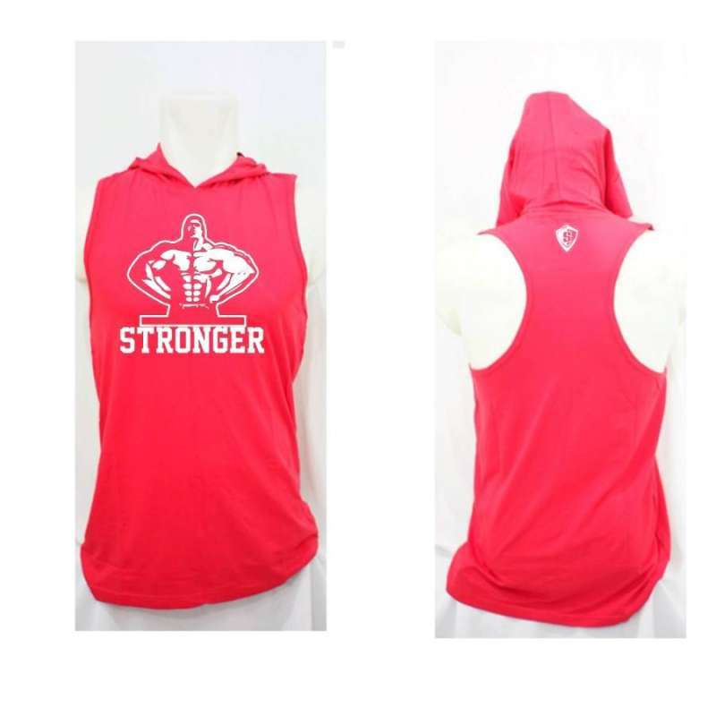 Jual Kaos Hoodie gym fitnes binaraga stronger front pose di Seller