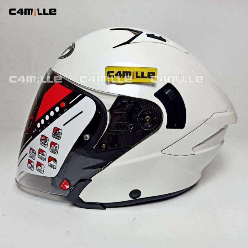 Promo HELM KYT NFJ SOLID PLAIN WHITE DOUBLE VISOR HALF FACE Diskon 23