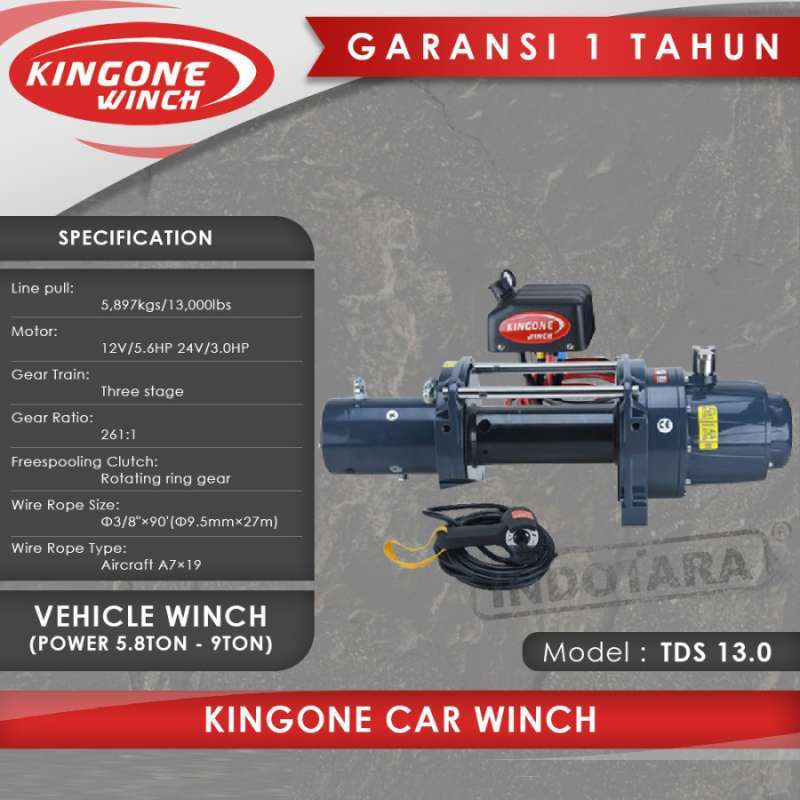 Jual Kingone Car Industrial Vehicle Winch TDS 13.0 di Seller PT