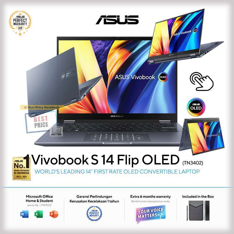 Jual Asus Vivobook S 14 Flip Tn3402qavips551/r55600h/8g/512gb/amd