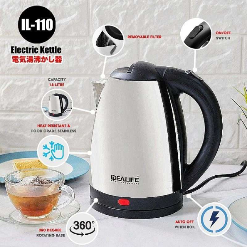 Jual Teko Listrik Low Watt Electric Kettle 1,8 Liter Idealife IL110 di