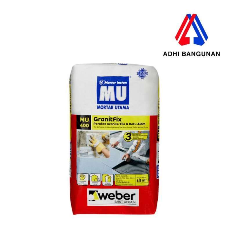 Jual semen perekat granit/batu alam mortar utama mu400 di Seller Adhi