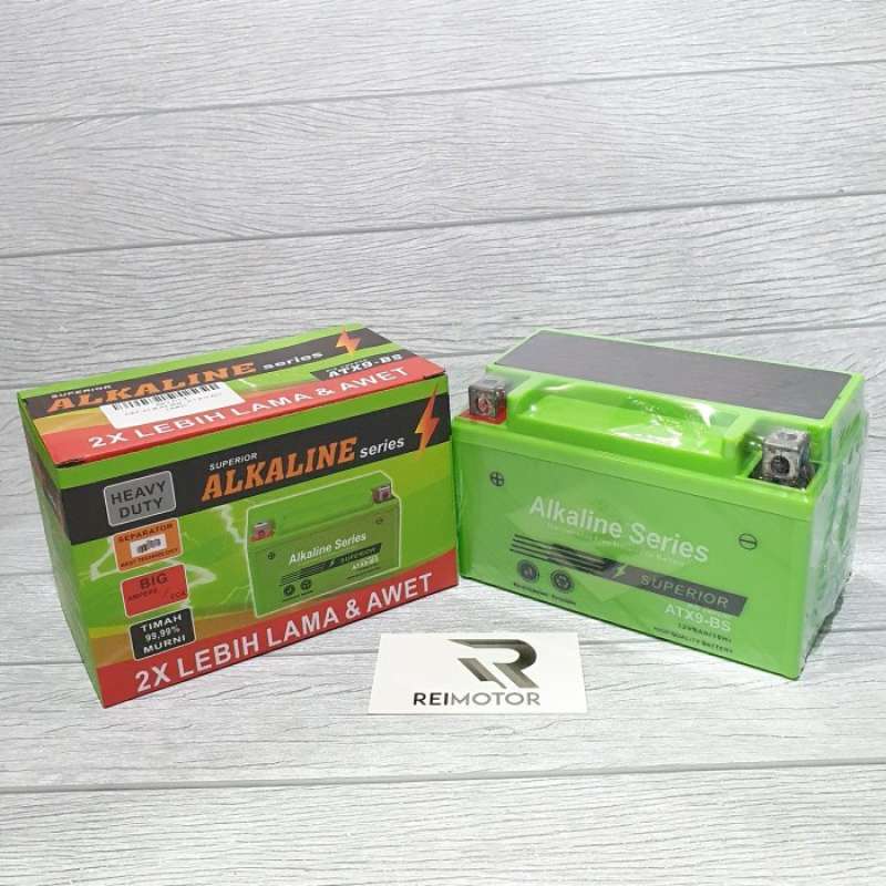 Jual AKI ALKALINE NINJA 250 FI ATX9-BS / YTX9-BS 12V 9A 9 AMPERE di