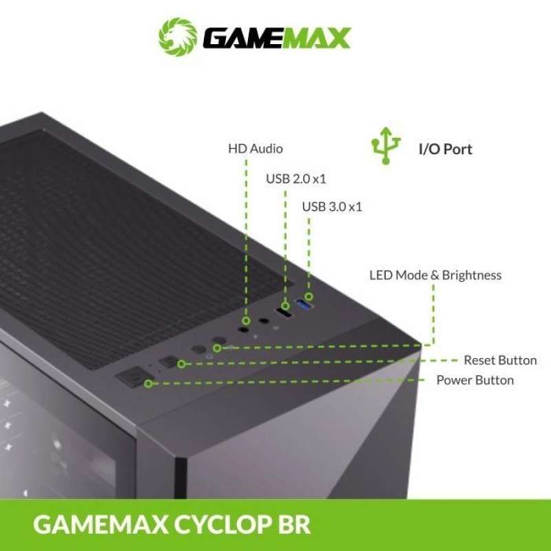Jual Casing PC Gamemax Cyclops Black Red M-ATX with ARGB fan & PWM v1.7 ...