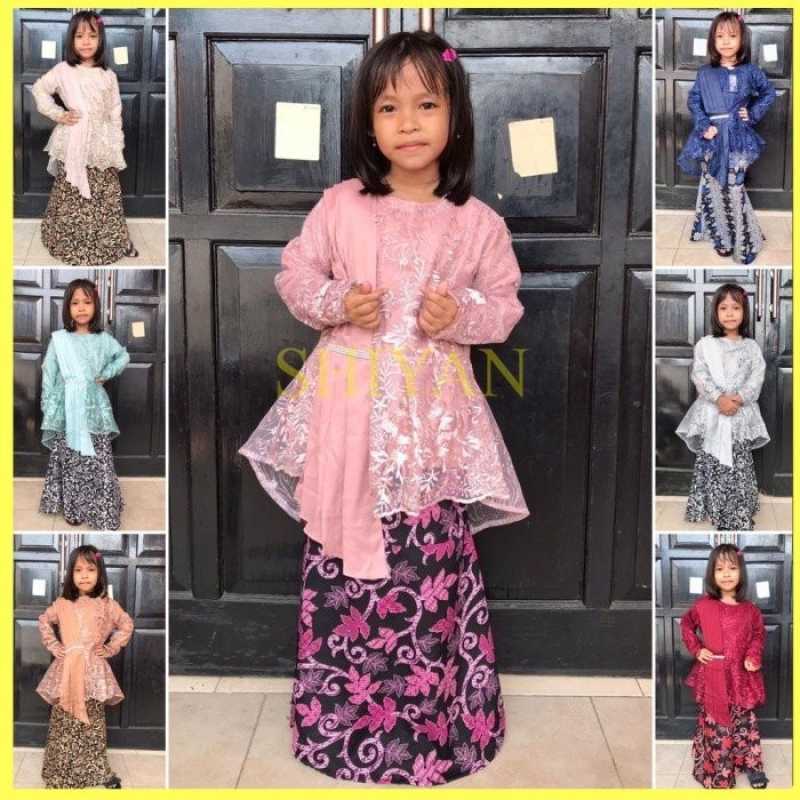 Jual 1Set Kebaya Kartini Anak Usia 6-9th Rok Batik Baju Wisuda Adat ...