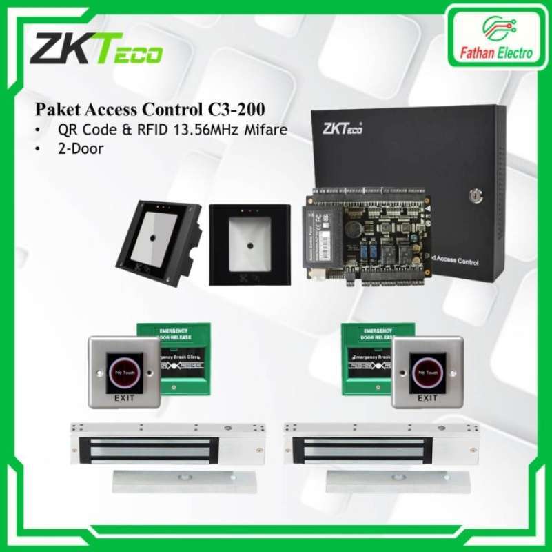 Jual Paket Access Control Zkteco C3-200 With Qr Code Reader Di Seller ...