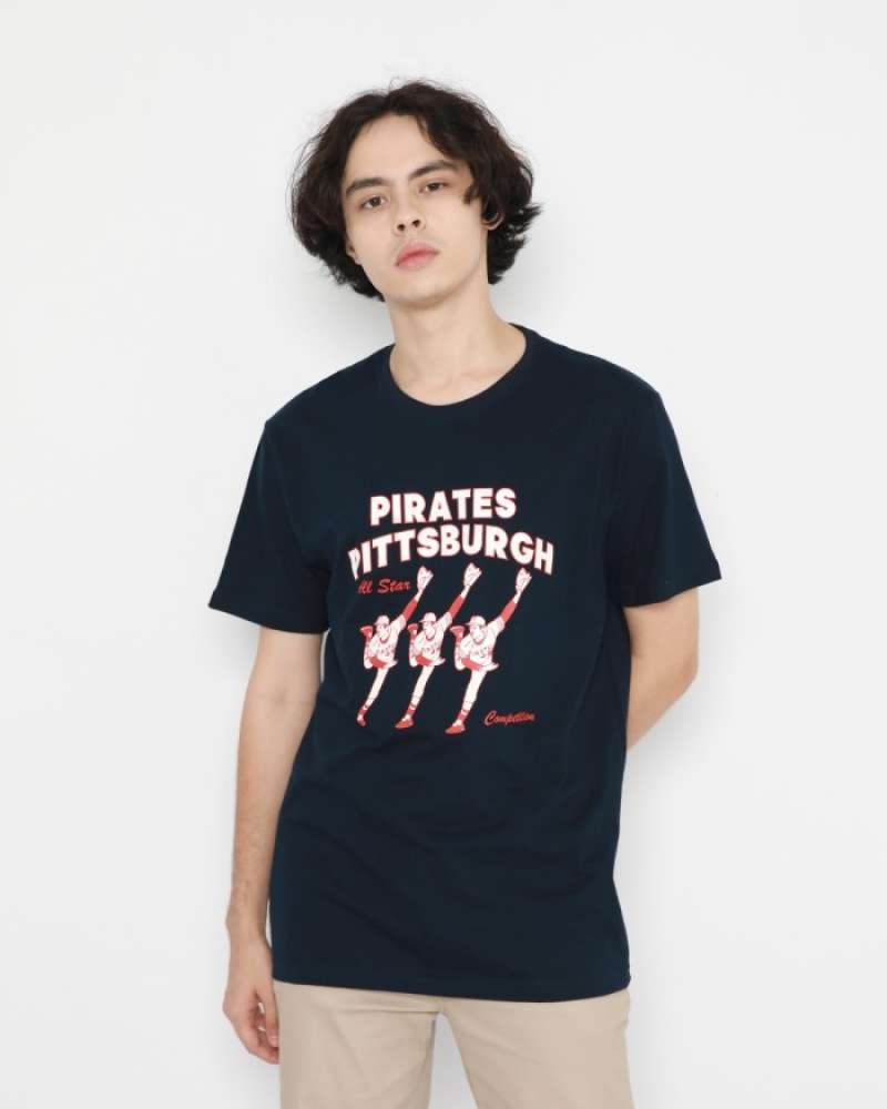 Promo Kaos Unisex Erigo T-Shirt Pirates Cotton Combed Navy Diskon 50%