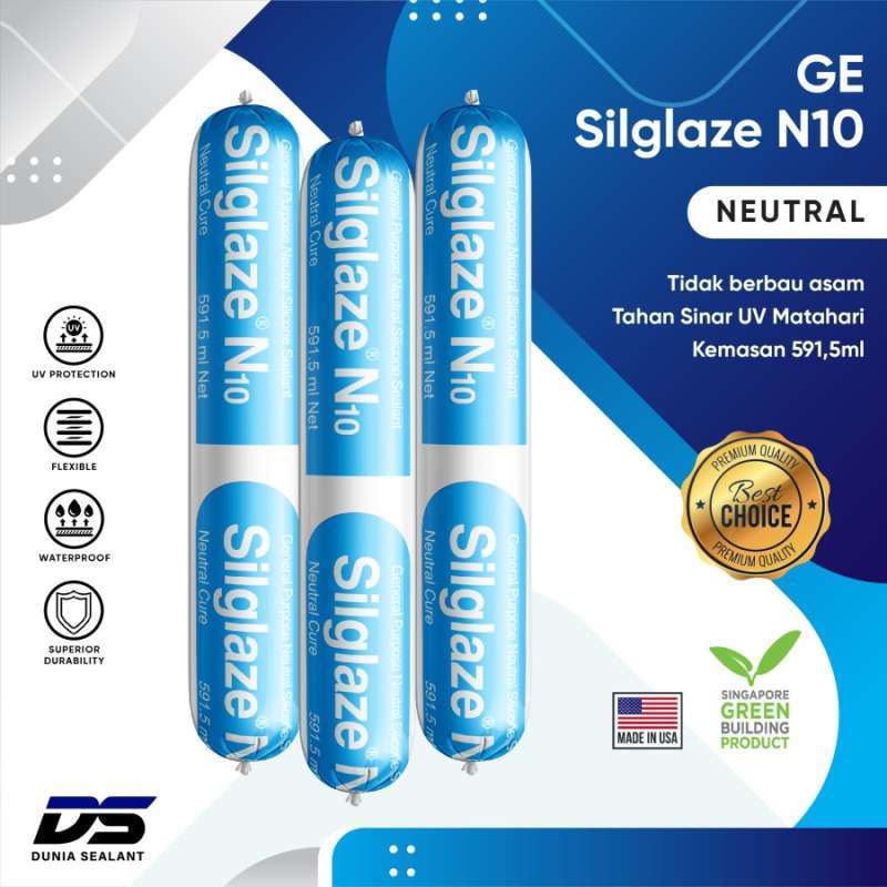 Jual GE Silglaze N10 Silicone Sealant Kemasan Sosis Alumunium Grey di