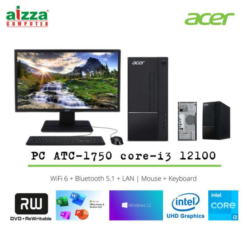 Jual PC DESKTOP ACER ATC1750 i312100 4GB 512GB SSD W11 OHS 2021 + LCD 20 di Seller Aizza