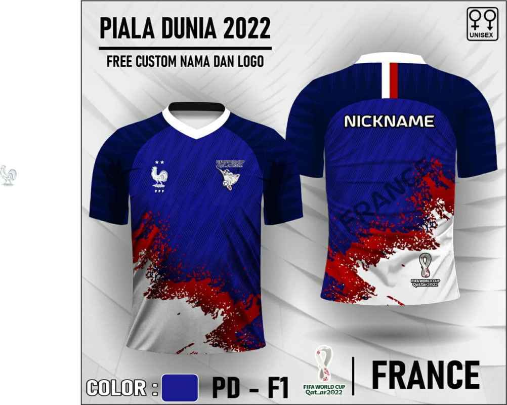 Promo Jersey piala dunia 2022 qatar baju bola timnas france - S BIRU