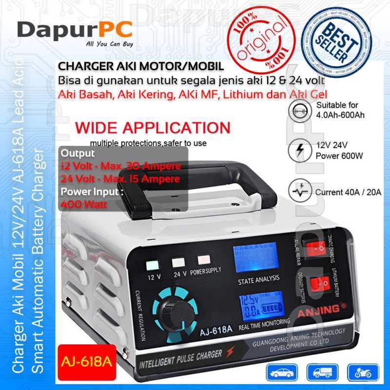 Jual Charger Aki AJ-618A 12V 30 Ampere - 24V 15 Ampere Mobil Motor di