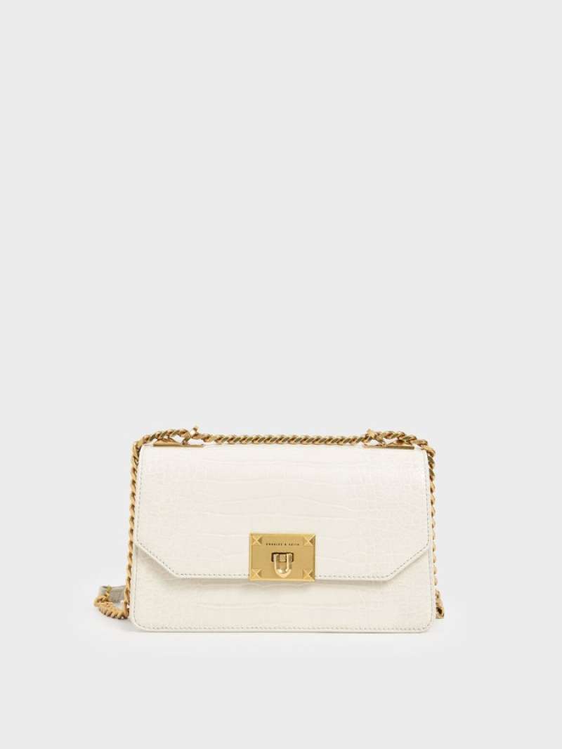 Jual CHARLES & KEITH CrocEffect Chain Strap Crossbody Bag di Seller