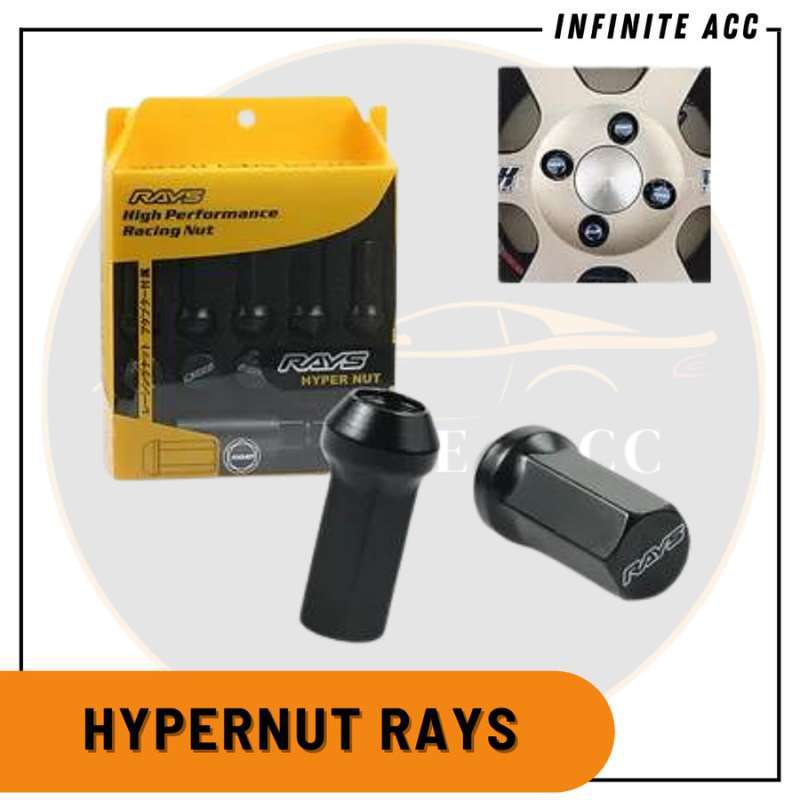 Promo Baut Roda Mobil Lugnut HYPERNUT RAYS 1.5MM Hitam Black Lug nut