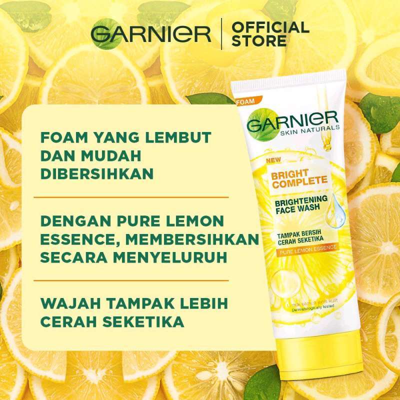 Jual Garnier Bright Complete Face Wash Pure Lemon Essense 100ml