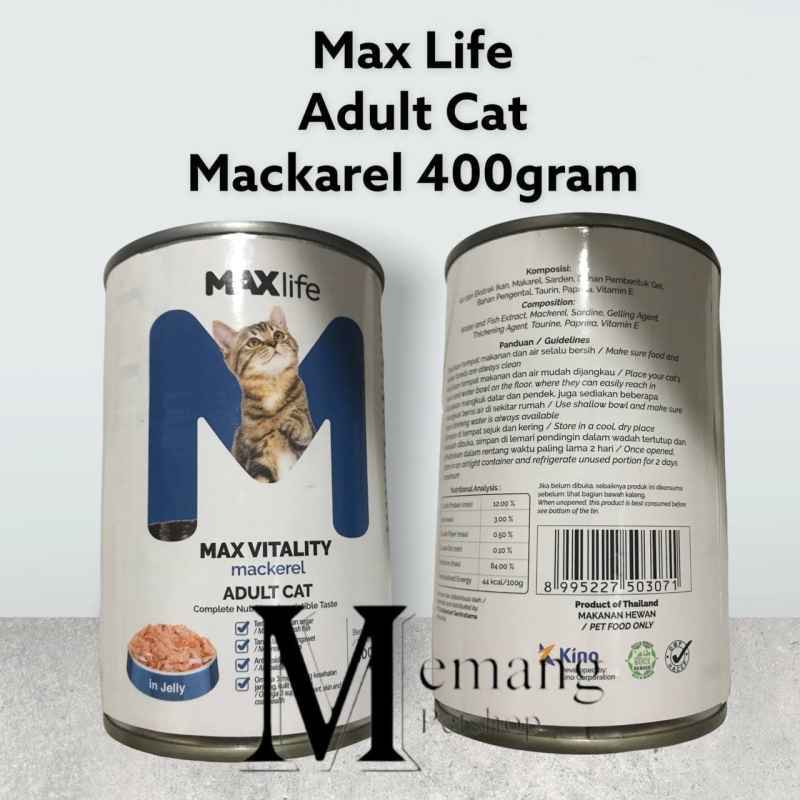 Jual Max Life Kaleng 400gram Mackarel Adult Cat Makanan Kucing