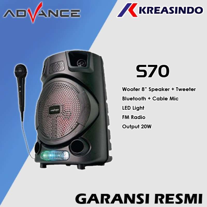 Jual Advance S70 / S70 Speaker Portable Bluetooth + Mic Karoeke 8 Inch