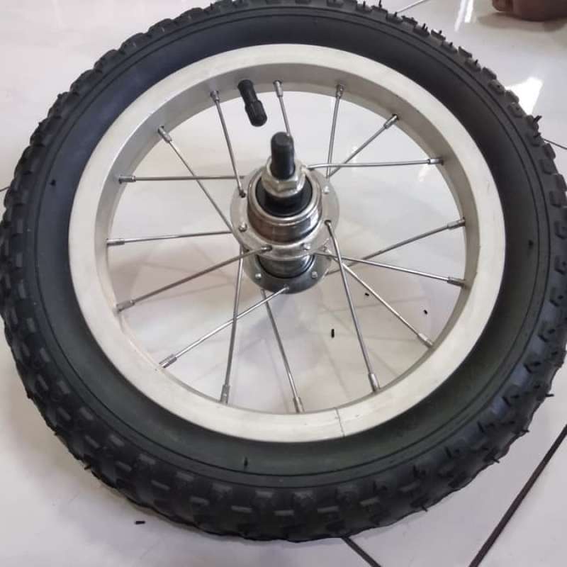 Jual 1 set 1 Roda Sepeda 12 Belakang velg jari / ruji bos ban luar
