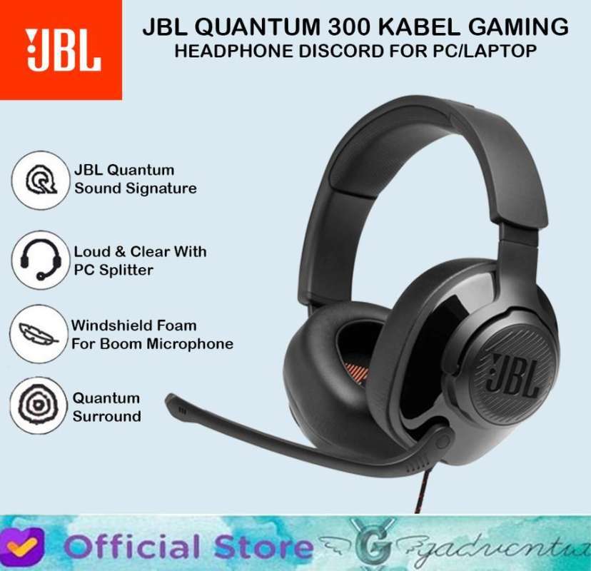 Jual JBL Quantum 300 Kabel Gaming Headset Headphone Discord Komputer