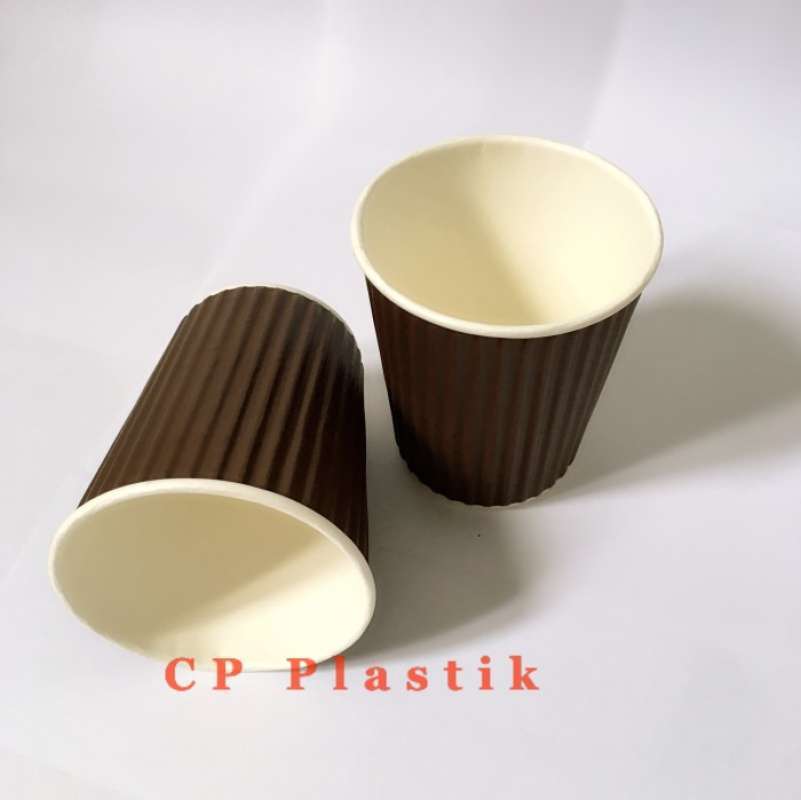 Promo GOJEK ONLY! GROSIR Paper Cup Wall Barrier Hitam Polos 8 oz Diskon ...