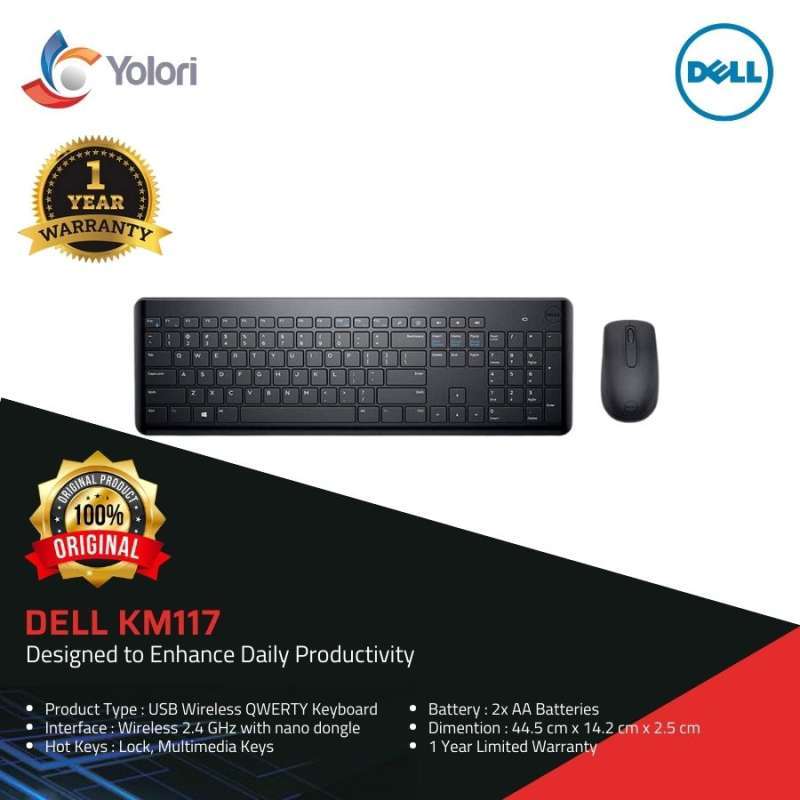 Jual Dell Wireless Keyboard Mouse KM117 Hitam di Seller Yolori