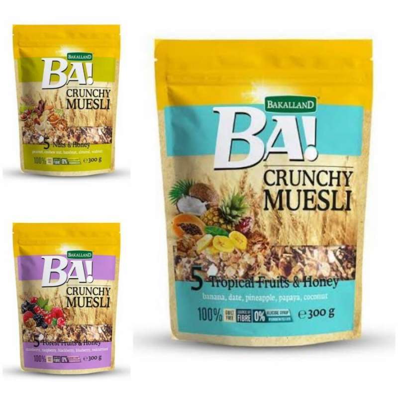 Jual Muesli Bakkaland 300Gr/ Ba!/Forest Fruit&Honey+Tropical+Nuts&Honey Bubble Wrap Seeds di
