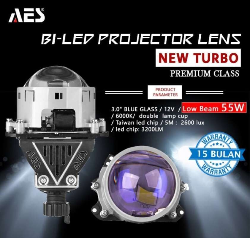 Promo Projector BILED TURBO AES 3 Inchi Bluefirm Dual Chip Led 55 W