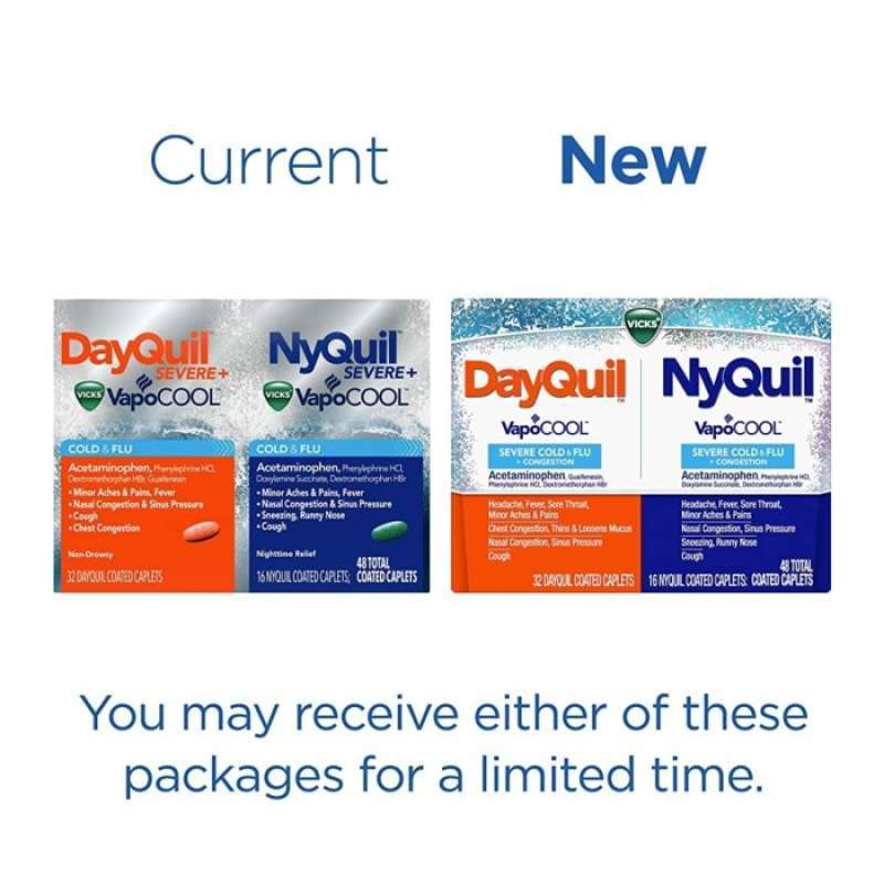Promo Vicks Dayquil N Nyquil Severe Vapocool. Batuk Pilek.Cough Cold