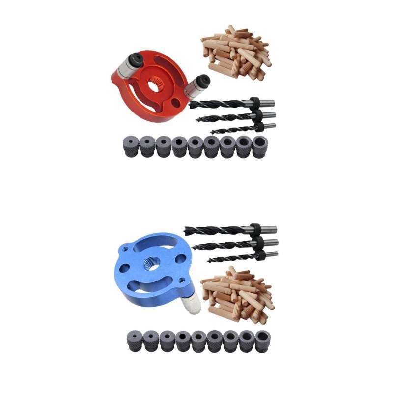 Jual 2 Set Wood Hole Dowel Drill Guide Kit 3 Hole Drill Bit Jigs di