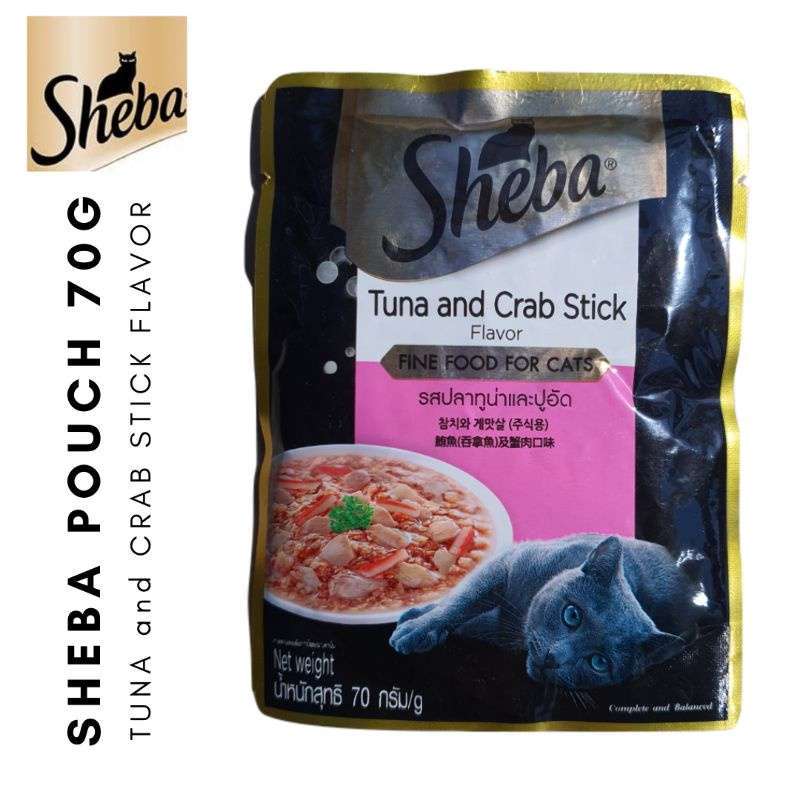 Promo Sheba Pouch Tuna & Crab Stick Flavor 70gr (Pink) Makanan Kucing