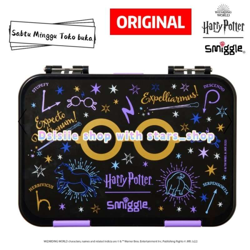 Promo Smiggle Lunch Box Harry Potter Bento Black Purple Original