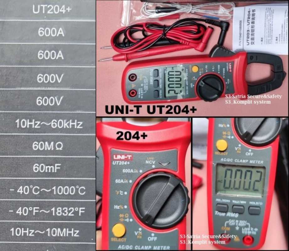 Promo UNI-T UT204+ TANG AMPERE CLAMP TRUE RMS UT 204+ AC 204 + DC ...